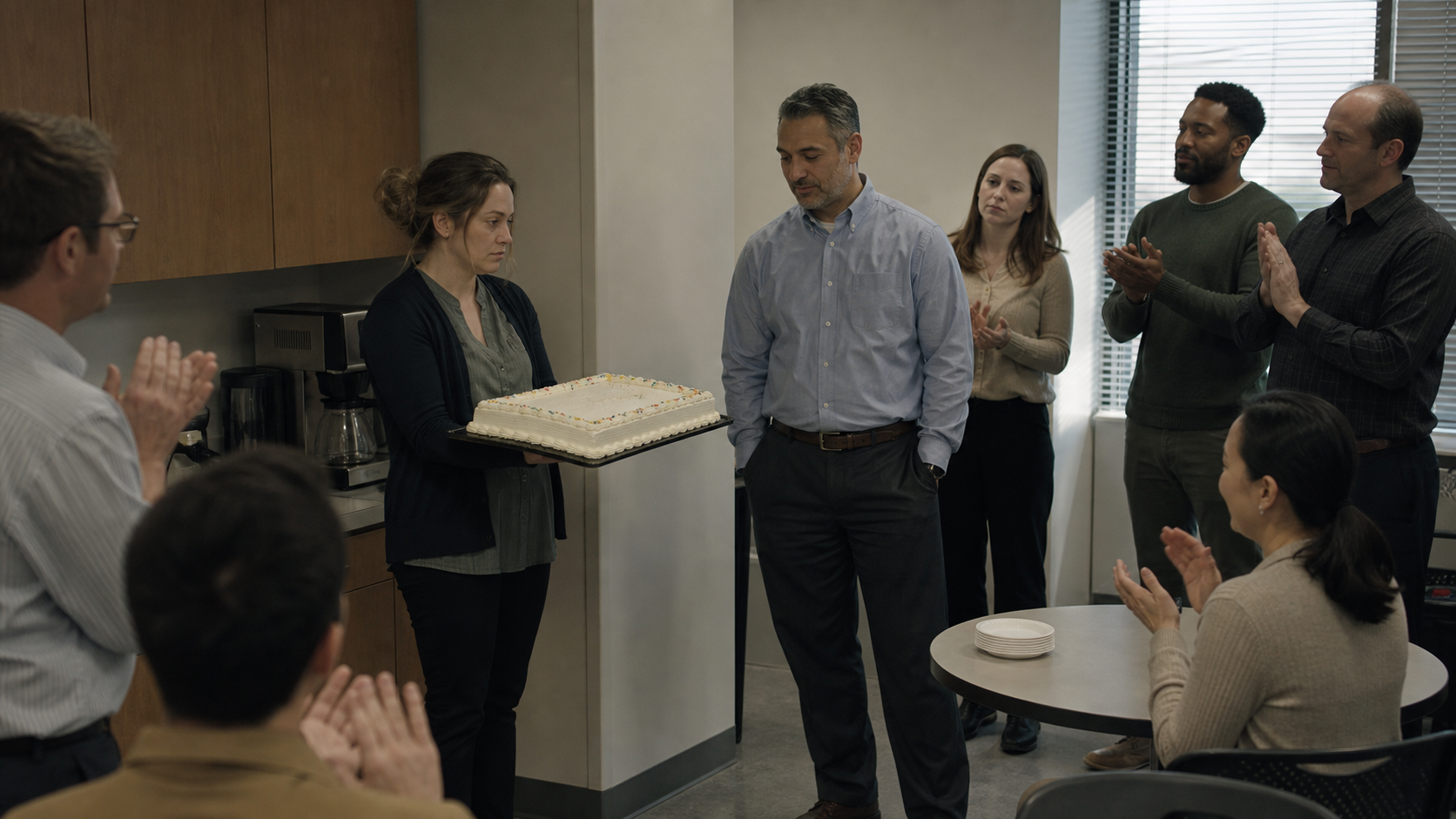 Illustrated story preview for The Comments Noticed Who Was Holding The Farewell Cake