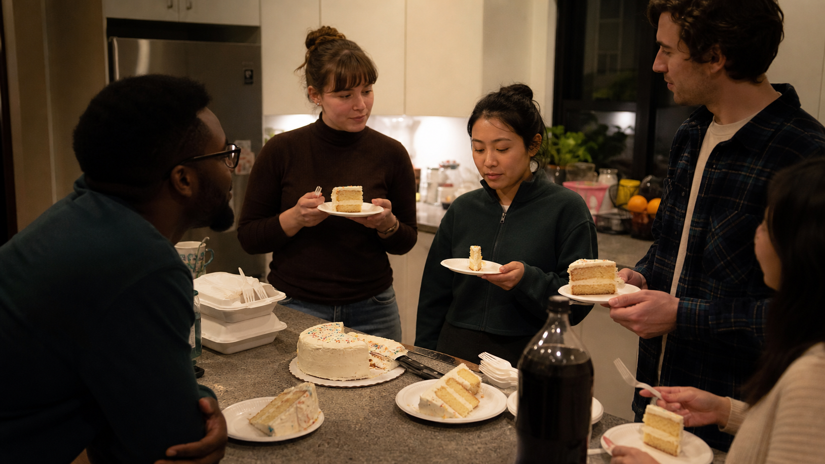 Illustrated story preview for The Comments Noticed the Roommate Taking the Smallest Slice in Her Own Apartment