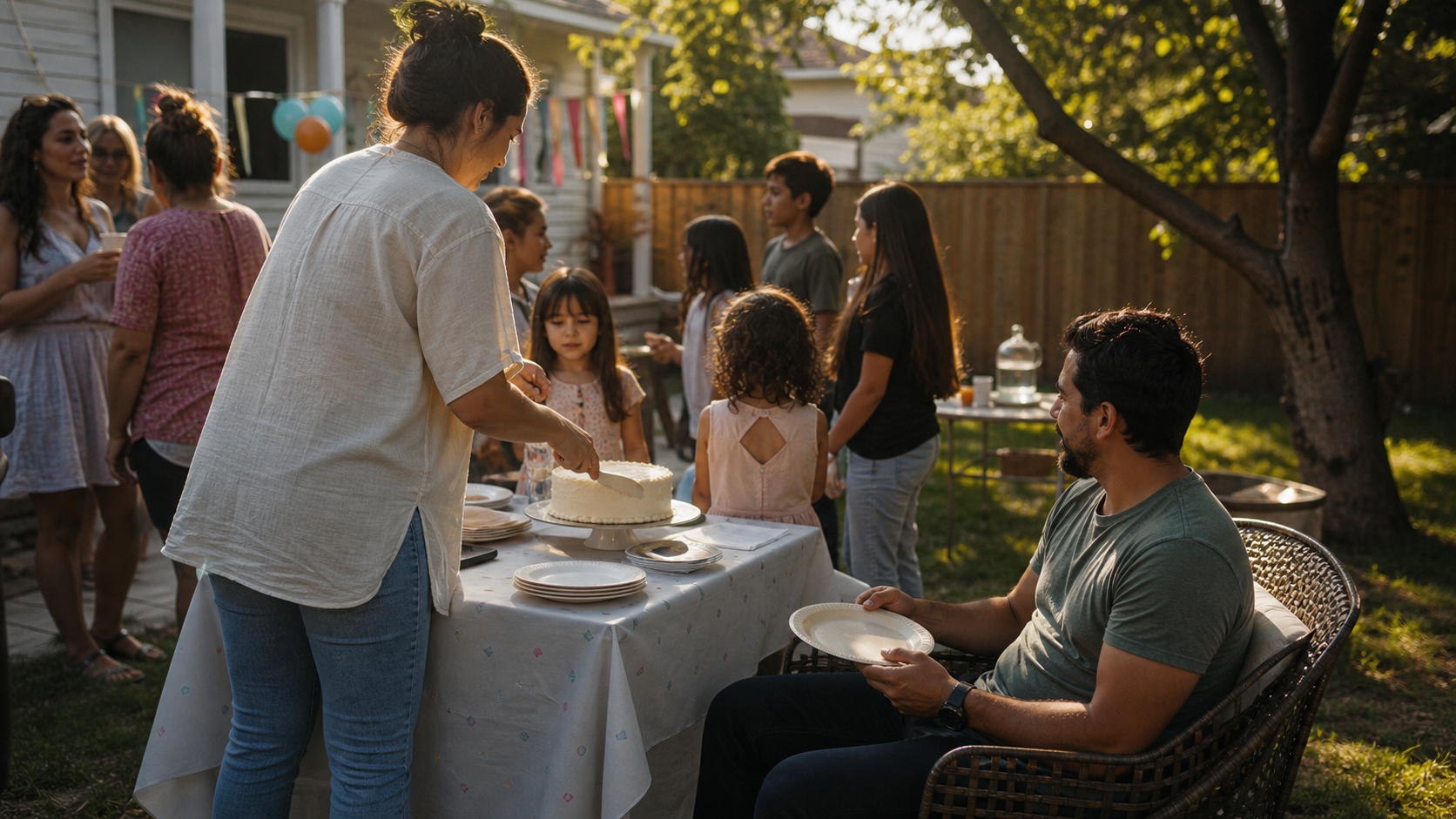 Illustrated story preview for The Comments Clocked The Dad Sitting Down While The Mom Cut Everyone's Cake