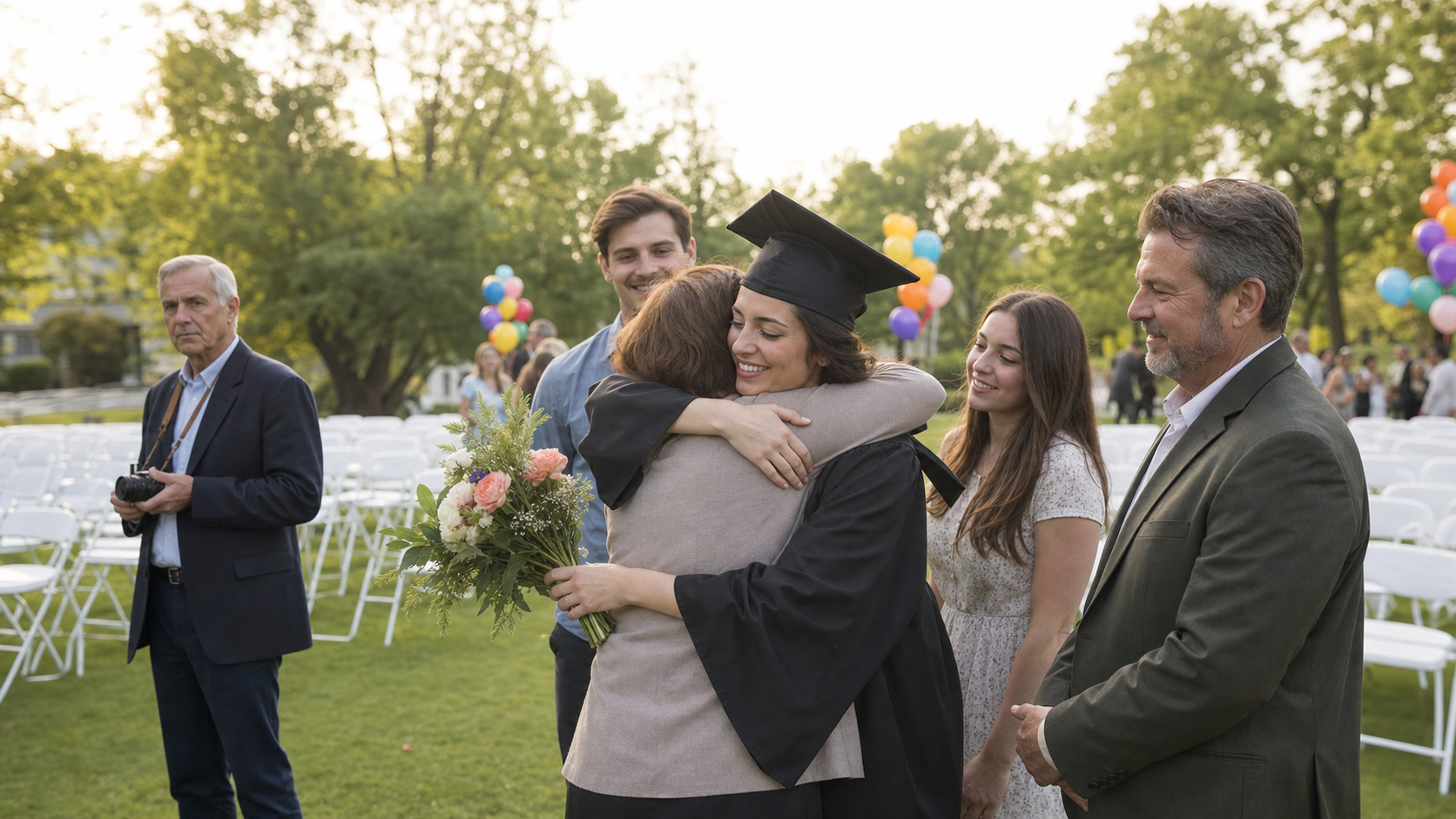 Illustrated story preview for The Graduate Hugged Everyone Except the Uncle With the Camera