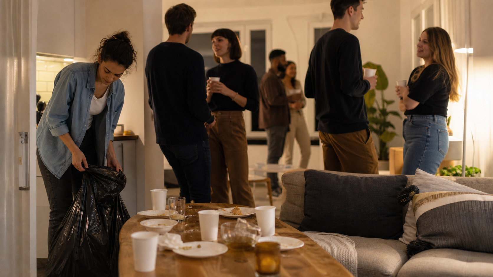 Illustrated story preview for Host Thanks Guests Before Roommate Cleaning Up