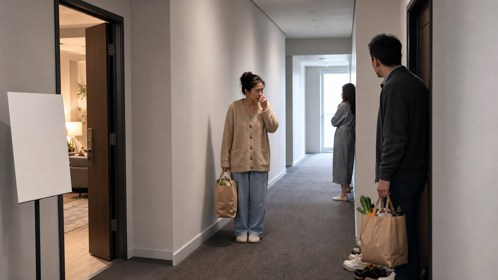 Illustrated story preview for My Neighbor Said The Hallway Smelled Fine Until The Open House Started Downstairs