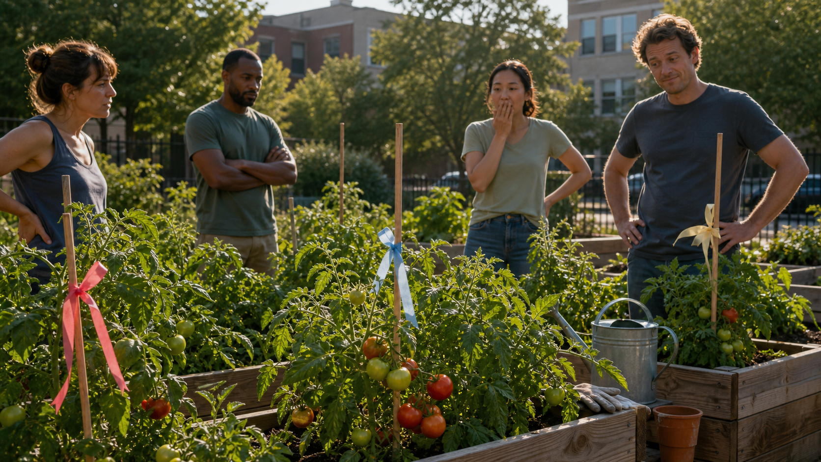 Illustrated story preview for My Neighbor Said The Shared Garden Was Relaxed Until My Tomatoes Won The Block Contest
