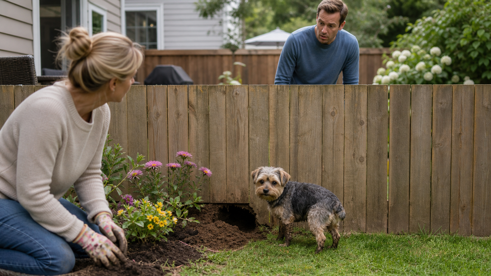 Illustrated story preview for My Neighbor’s Dog Kept Digging Under My Fence Until Her Garden Was Next