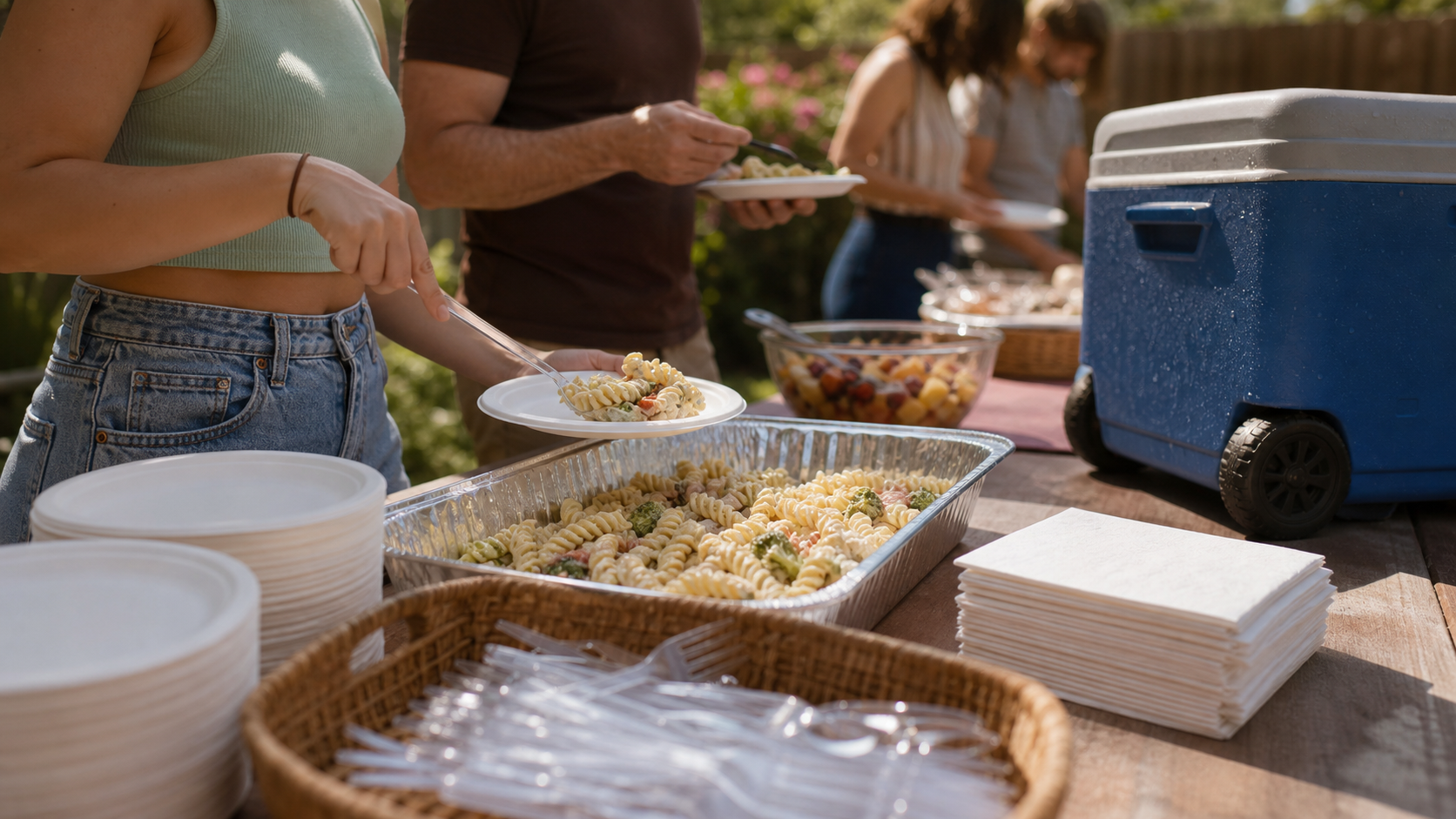 Illustrated story preview for The Pasta Salad Reel That Started a Disposable Plate Fight