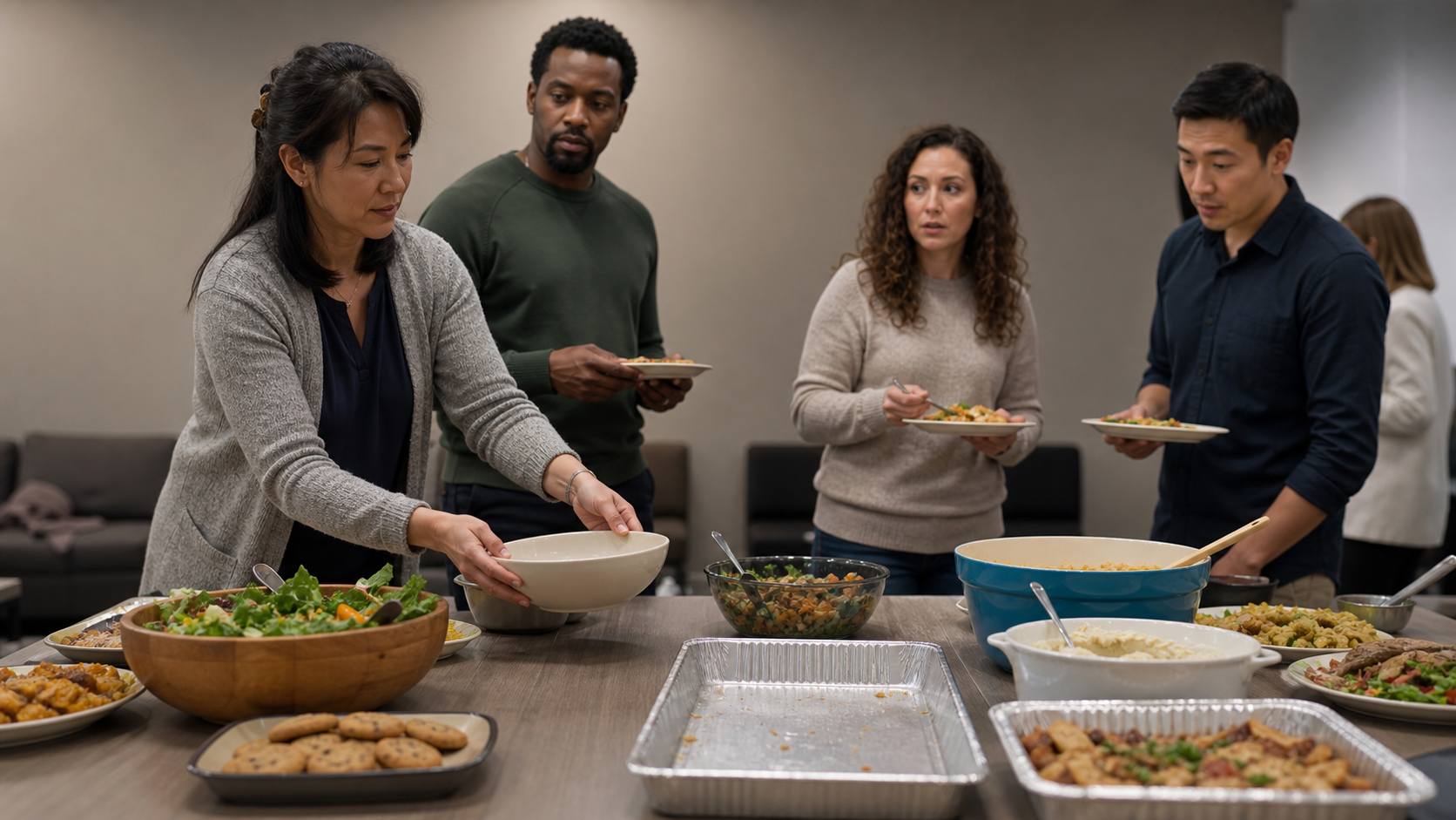 Illustrated story preview for The Potluck Changed After I Stopped Bringing the Expensive Dish
